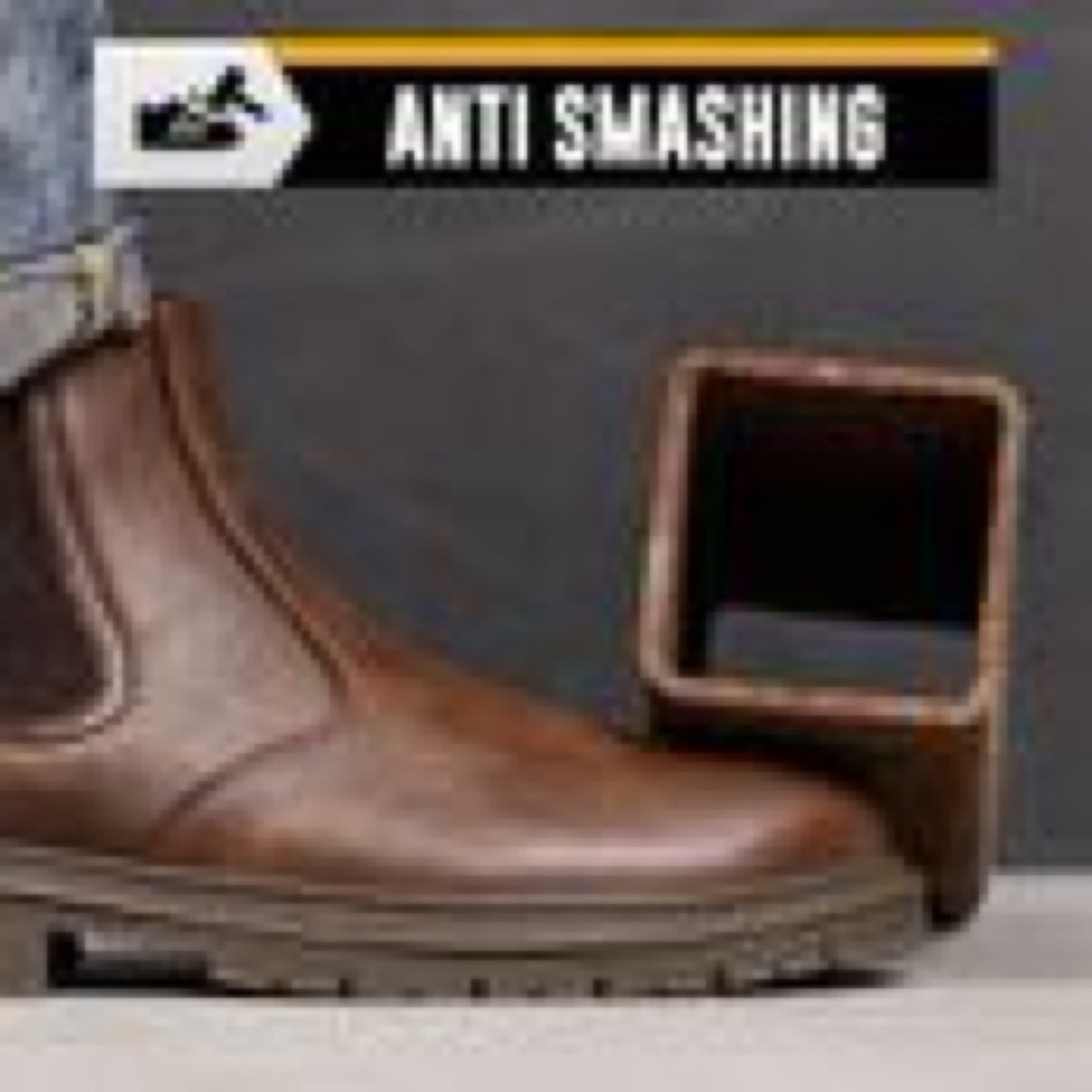 Men's Brown Leather Slip-On Work Boots